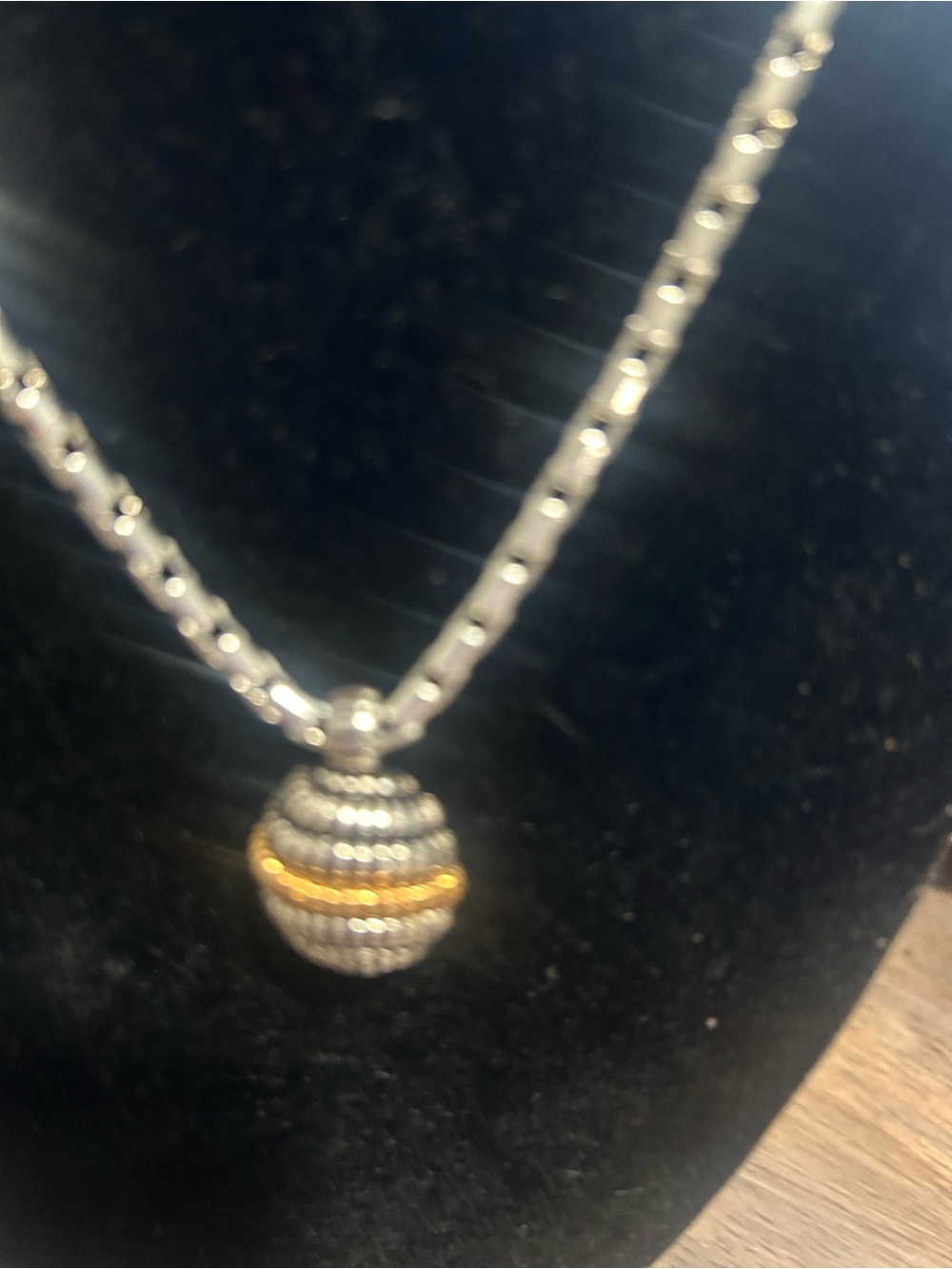 Two-Tone Beaded Sphere Pendant Necklace - Silver and Gold
